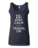 Junior Keep Calm And Travel On Graphic Destination Humor Novelty Tank Top