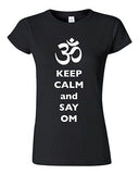 Junior Keep Calm And Say Om Yoga Hindu Sanskrit Symbol Religion DT T-Shirt Tee