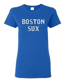 Ladies Boston Sux Sports Retro Team Baseball Home Run Funny Humor T-Shirt Tee