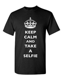 Keep Calm And Take A Selfie Crown King Camera Photo Funny DT Adult T-Shirt Tee