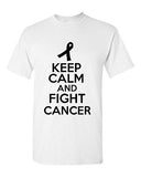 Keep Calm And Fight Cancer Disease Novelty Statement Graphics Adult T-Shirt Tee