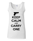 Junior Keep Calm And Carry One Gun Pistol Novelty Statement Graphics Tank Top