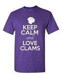 Keep Calm And Love Clams Shell Sea Animal Lover Funny Humor Adult T-Shirt Tee