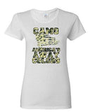 Ladies Camo America's Away Colors USA Patriotic Nation Country DT T-Shirt Tee