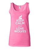 Junior Keep Calm And Love Wolves Timberwolf Animal Lover Sleeveless Tank Tops