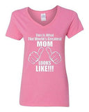 V-Neck Ladies This Is What An Awesome Mom Looks Like Mother Funny T-Shirt Tee