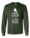 Long Sleeve Adult T-Shirt Keep Calm And Love Iraq Country Nation Patriotic