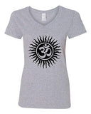 V-Neck Ladies Om Aum Yoga Hindu Sankrit God Symbol T-Shirt Tee