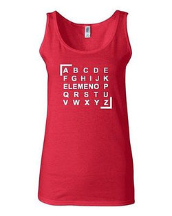 Junior A B C D ELEMENO Letters Humor Funny Novelty Statement Graphics Tank Top