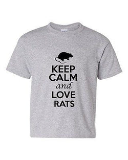 Keep Calm And Love Rats Animals Novelty Statement Youth Kids T-Shirt Tee