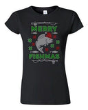 Junior Merry Fishmas Fish Santa Hook Fishing Hat Ugly Christmas DT T-Shirt Tee