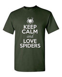 Keep Calm And Love Spiders Arachnids Animal Lover Funny Humor Adult T-Shirt Tee