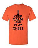 Keep Calm And Play Chess Board Game Novelty Statement Graphics Adult T-Shirt Tee