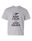 Keep Calm And Love Squids Cuttlefish Seafood Animal Lover Youth Kids T-Shirt Tee