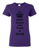 Ladies Keep Calm And Take A Selfie Crown King Photo Camera Funny DT T-Shirt Tee