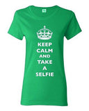 Ladies Keep Calm And Take A Selfie Crown King Camera Pics Funny DT T-Shirt Tee