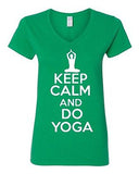 V-Neck Ladies Keep Calm And Do Yoga Health Peace Relax Exercise T-Shirt Tee