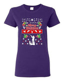 Ladies Merry Christmas Hunting Hunt Dog Animals Ugly Christmas DT T-Shirt Tee