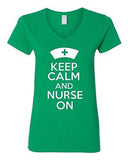 V-Neck Ladies Keep Calm And Nurse On Nursing Hospital Medical Funny T-Shirt Tee