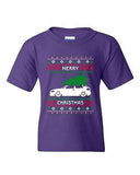 Merry Christmas Ugly Xmas Car Tree Funny Humor DT Youth Kids T-Shirt Tee