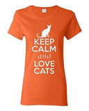 Ladies Keep Calm And Love Cats Cat Lover Pet Kitten Kitty Animals T-Shirt Tee
