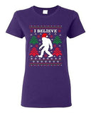 Ladies I Believe Sasquatch Big Foot Ugly Christmas Gift Funny DT T-Shirt Tee