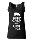 Junior Keep Calm And Love Pigs Animal Lover Graphic Sleeveless Tank Tops