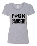 V-Neck Ladies Fck Cancer Sucks Survivor Fight Awareness Funny T-Shirt Tee