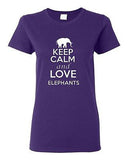 Ladies Keep Calm and Love Elephants Tusk Animal Lover Elephant Lover T-Shirt Tee