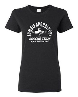 Ladies 2012 Zombie Apocalypse Rescue Team Horror North America Funny T-Shirt Tee