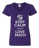 V-Neck Ladies New Keep Calm And Love Math Mathematics Nerd Funny T-Shirt Tee