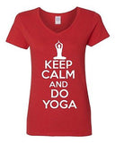 V-Neck Ladies Keep Calm And Do Yoga Health Peace Relax Exercise T-Shirt Tee