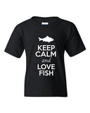 Keep Calm And Love Fish Fishing Ocean Marine Animal Lover Youth Kids T-Shirt Tee