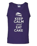 Keep Calm And Eat Cake Sweet Dessert Novelty Statement Graphics Adult Tank Top