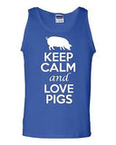 Keep Calm And Love Pigs Boar Humor Novelty Statement Graphics Adult Tank Top