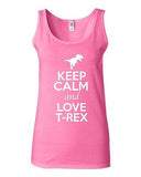 Junior Keep Calm And Love T-Rex Dinosaur Dino Animal Lover Sleeveless Tank Tops