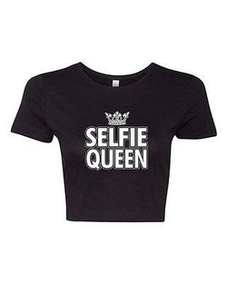 Crop Top Ladies Selfie Queen Crown Photo Pic Camera Funny Humor DT T-Shirt Tee