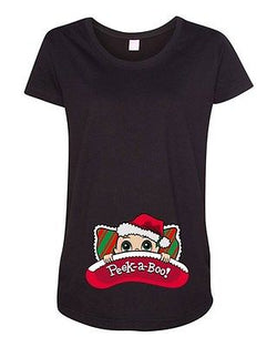 Baby Santa Pillow Christmas Cute Pregnant Expecting Mom Maternity DT T-Shirt Tee