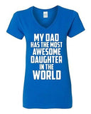 V-Neck Ladies My Has The Most Awesome Daughter In The World Funny T-Shirt Tee