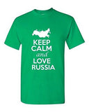 Keep Calm And Love Russia Country Novelty Statement Graphic Adult T-Shirt Tee