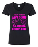 V-Neck Ladies This Is What An Awesome Grandma Looks Like Funny Gift T-Shirt Tee