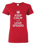 Ladies Keep Calm And Love Spiders Arachnids Animal Lover Funny T-Shirt Tee