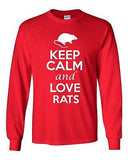 Long Sleeve Adult T-Shirt Keep Calm And Love Rats Rodents Animals Rat Lover