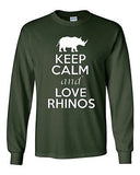 Long Sleeve Adult T-Shirt Keep Calm And Love Rhinos Rhinoceros Animals Lover