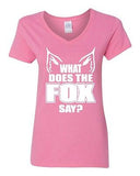 V-Neck Ladies What Does The Fox Say Party Music Comedy Funny Humor T-Shirt Tee