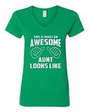 V-Neck Ladies This Is What An Awesome Aunt Looks Like Auntie Funny T-Shirt Tee