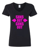 V-Neck Ladies Suns Out Guns Out Gym Work Out Flex Training Funny T-Shirt Tee