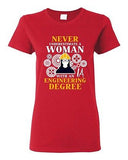 Ladies Never Underestimate A Woman With Engineering Degree Funny DT T-Shirt Tee