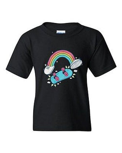 Radbow Rainbow Skateboard BeanePod Artworks Art Funny Youth Kids T-Shirt Tee