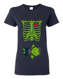 Ladies Skeleton Baby Frankenstein Halloween Heart Horror Funny DT T-Shirt Tee